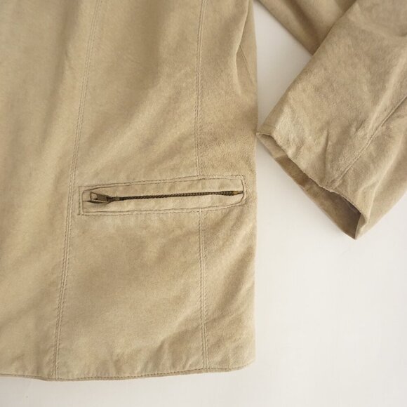 Denver Hayes Sand 100% Leather Suede Zip Up Collared Jacket S - Picture 6 of 11